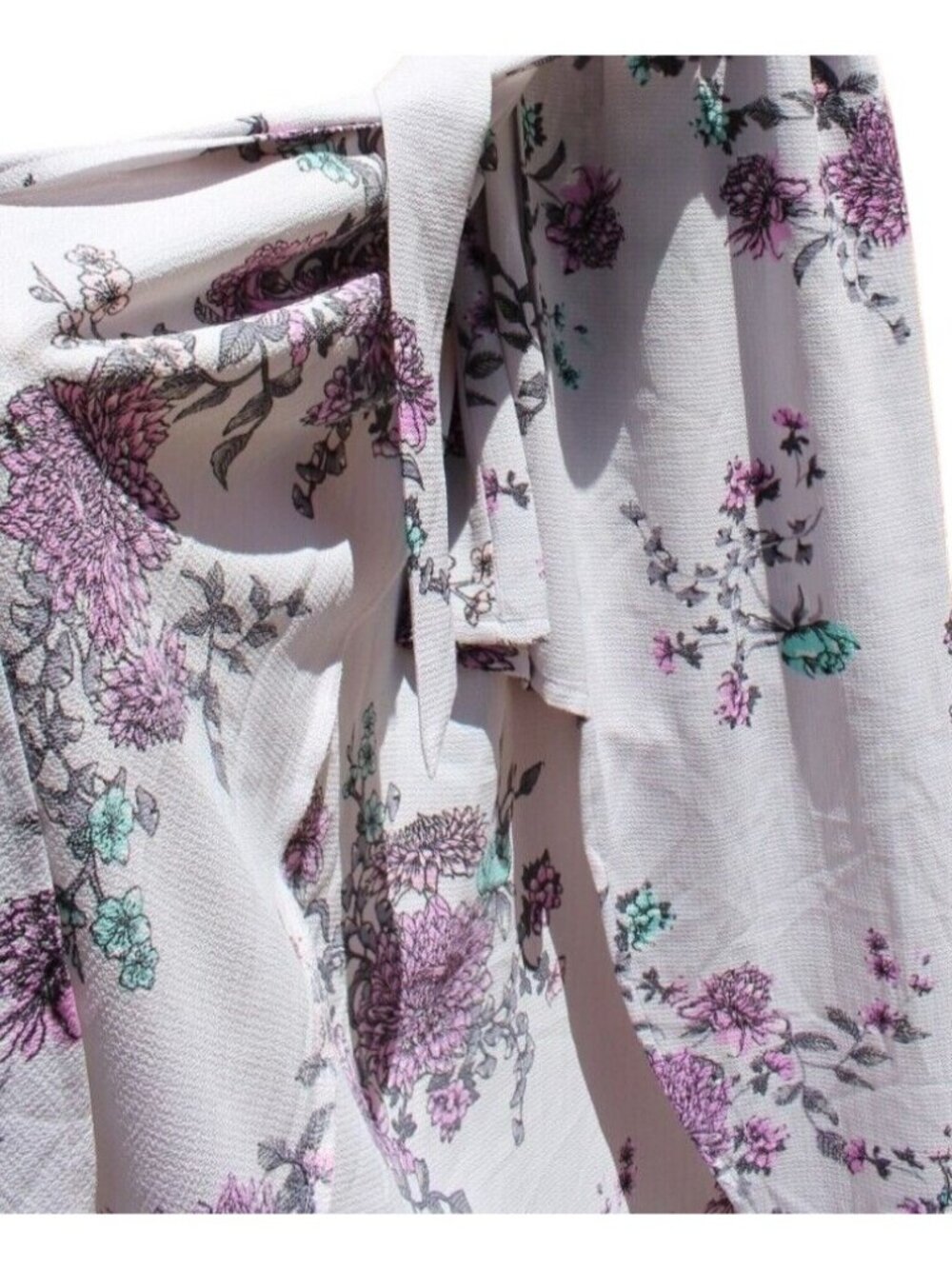 Candies Floral Maxi Romper Sz S Dress Purple V-Neck Belted Flutter Sleeves #H34 - Picture 2 of 13